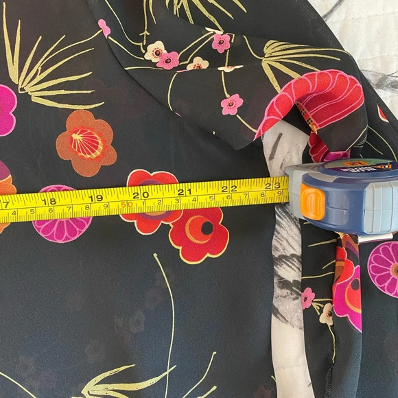 Lauren Lee Sheer Floral Kimono Style Top Blouse Button Down slit Flowy S… - Picture 10 of 12